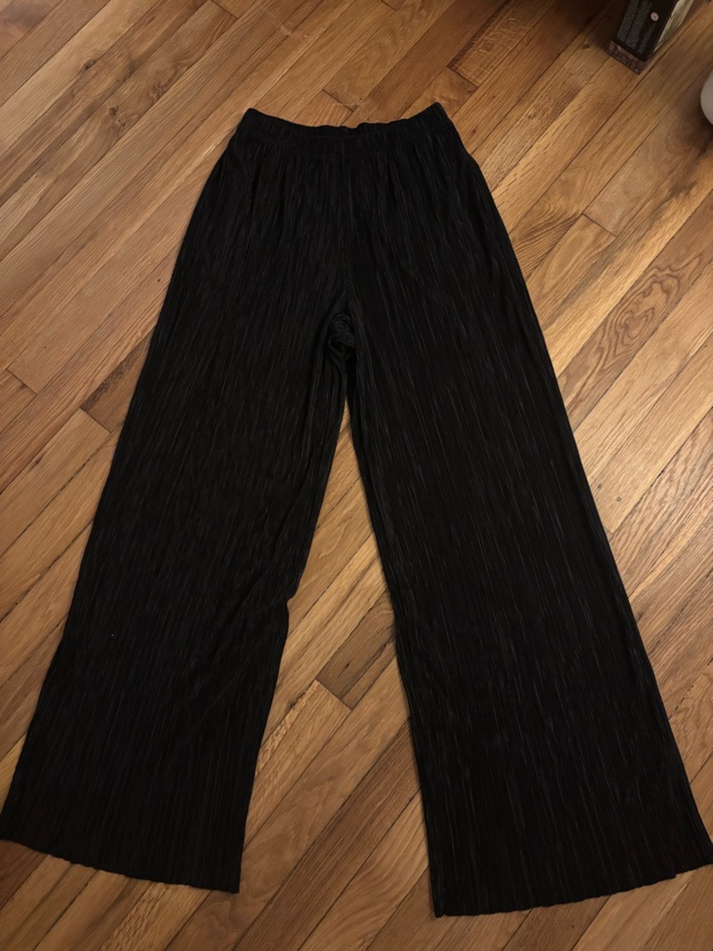 Topshop Black plissé wide legged pants